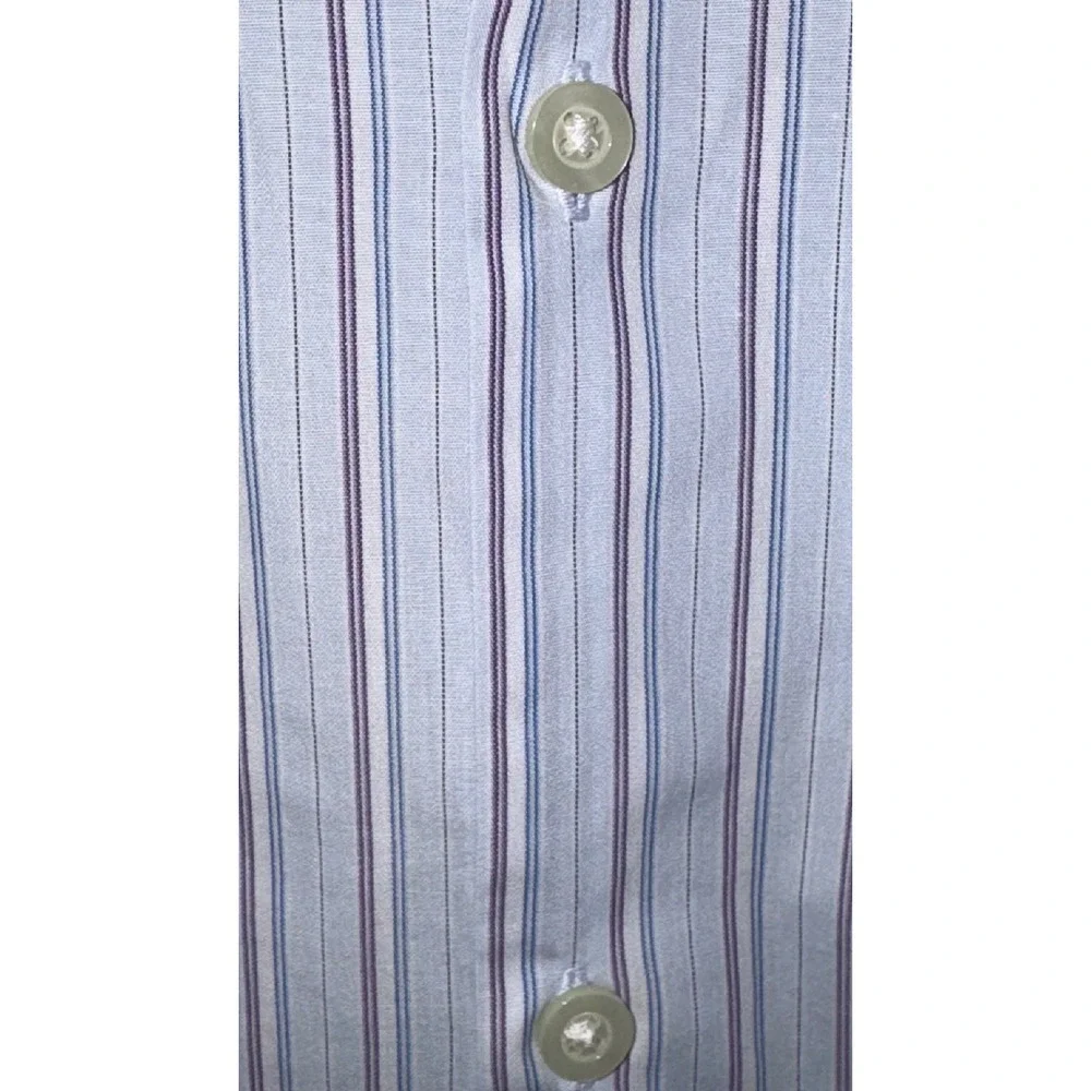 Banana Republic Mens Fitted Striped Button Down Shirt Blue Purple Large L SU07